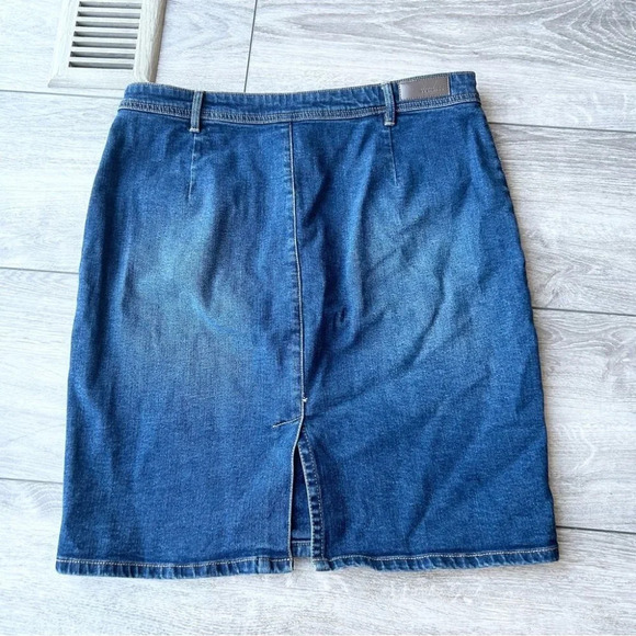 Kenneth Cole Denim A Line Button  Down Skirt - Picture 10 of 14